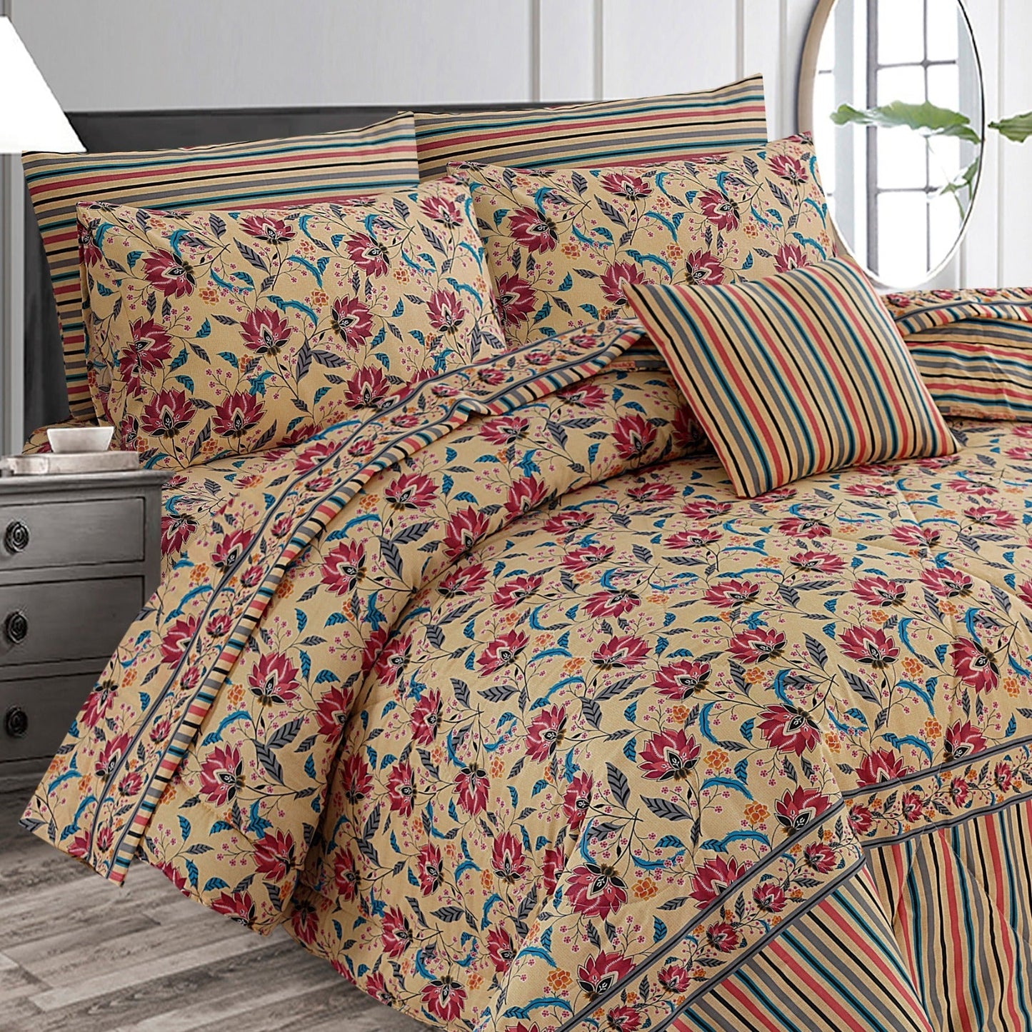 Luxurious Blended Comforter Set(Light Filling) - 7Pcs #MCF08