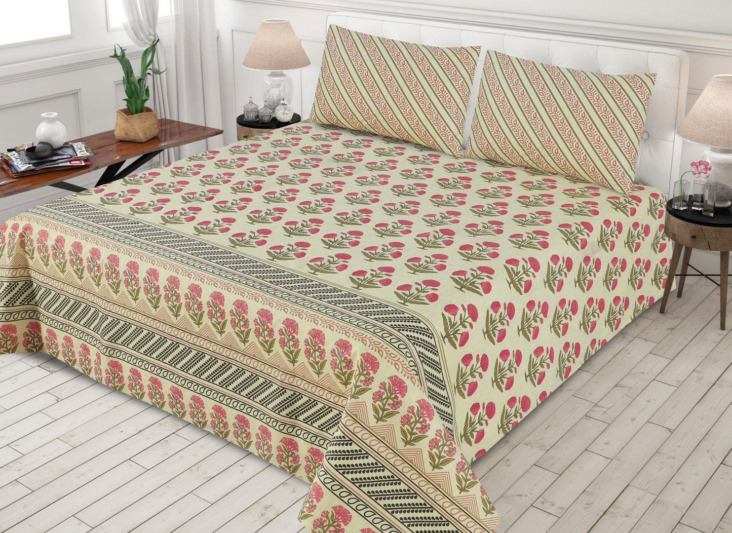 Salonika Cotton 3 Piece Double Bed Bedsheet Set #MBS132